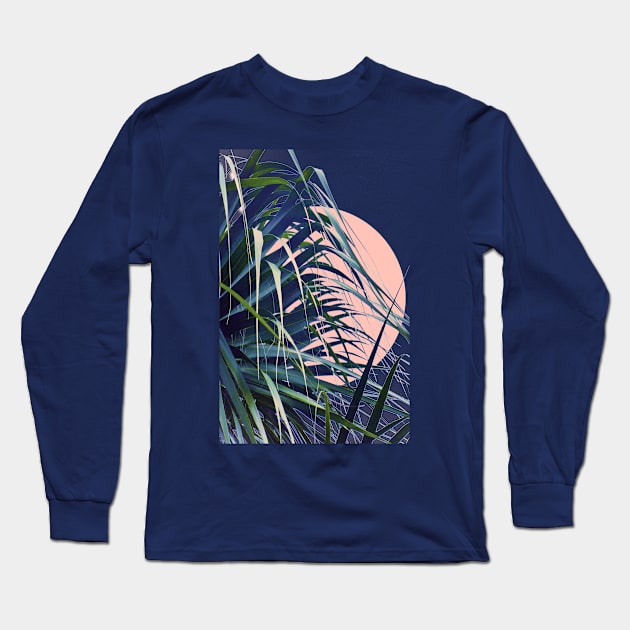 Feather Palm Long Sleeve T-Shirt by RoxanneG